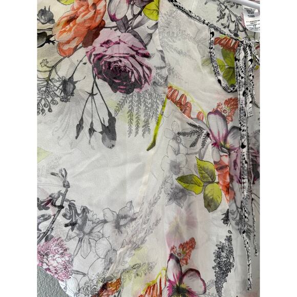 Anthropology Language 100% Silk Floral Blouse; XS - Picture 3 of 5